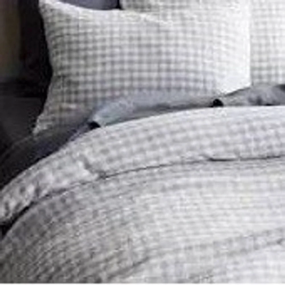 Quince European‎ Linen Gingham Duvet Cover Blue Fog Twin New With Tags